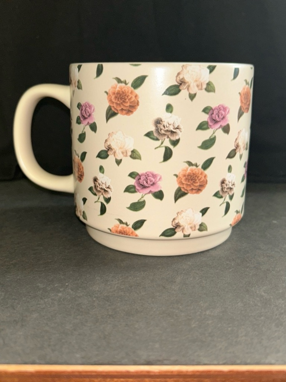 Fringe Studio Cream Mug with Pink & Orange Floral Pattern